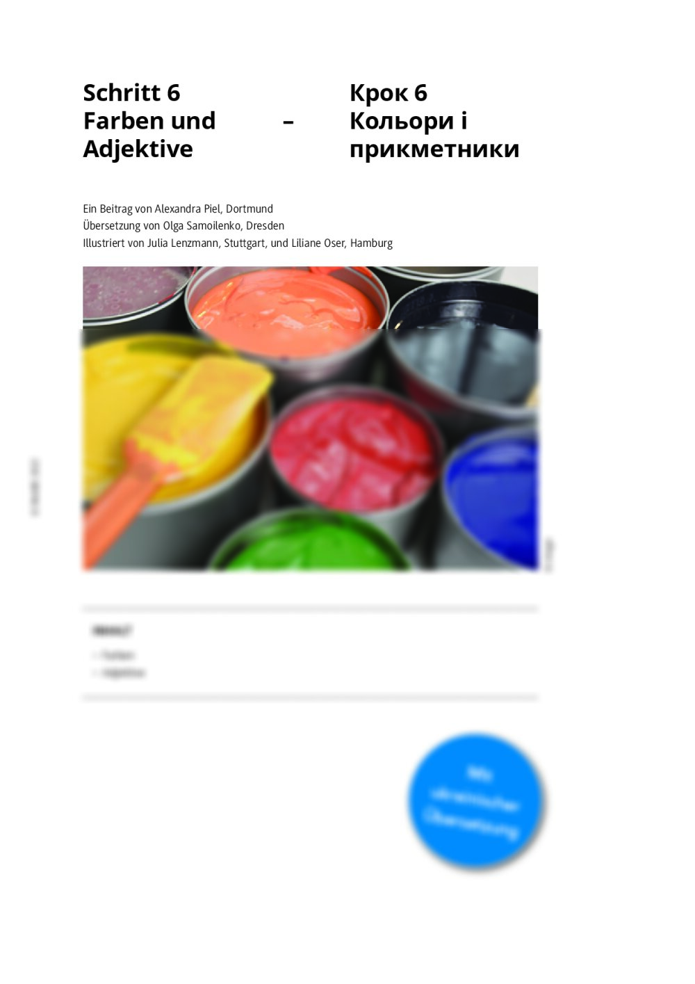 Schritt 6: Farben und Adjektive (mit ukrainischer Übersetzung) - Seite 1