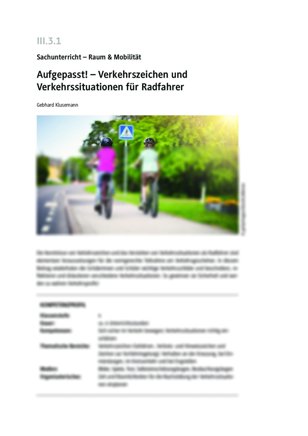 Verkehrszeichen und Verkehrssituationen für Radfahrer - Seite 1