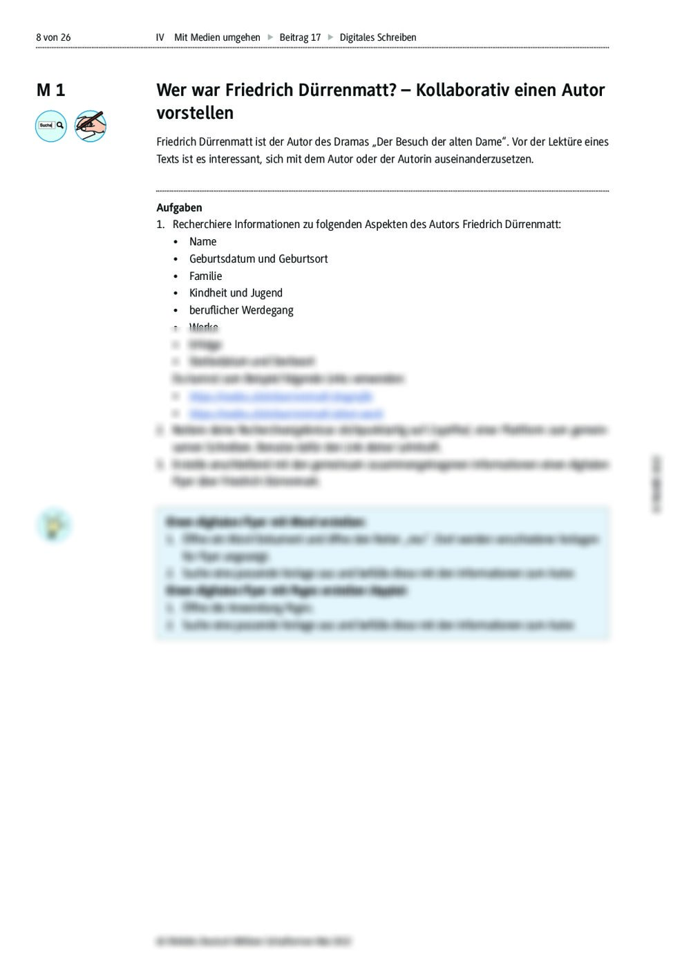 Der Besuch Der Alten Dame Unterrichtsmaterial Pdf Digitales Schreiben anhand von "Der Besuch der alten Dame" | RAAbits Online