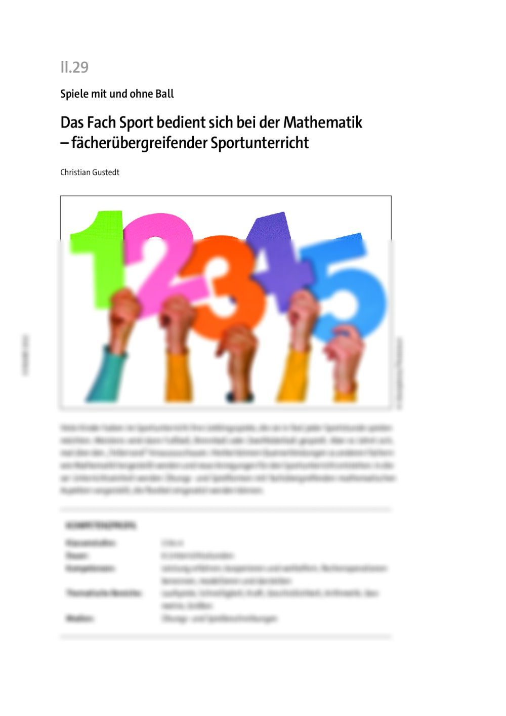 Das Fach Sport bedient sich bei der Mathematik - Seite 1