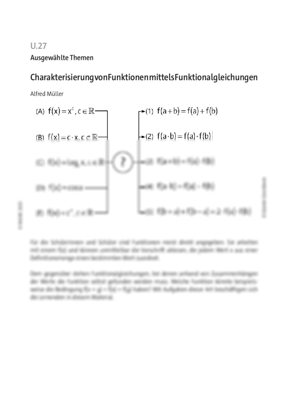Charakterisierung von Funktionen mittels Funktionalgleichungen - Seite 1