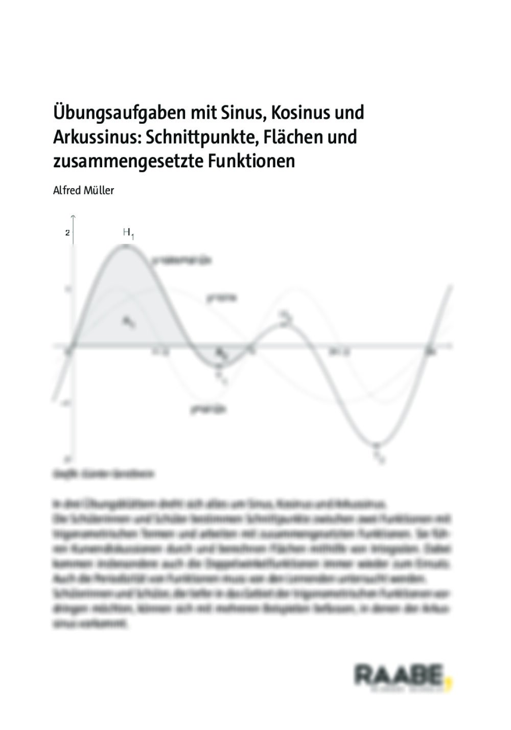 Übungsaufgaben mit Sinus, Kosinus und Arkussinus: Schnittpunkte, Flächen und zusammengesetzte Funktionen - Seite 1