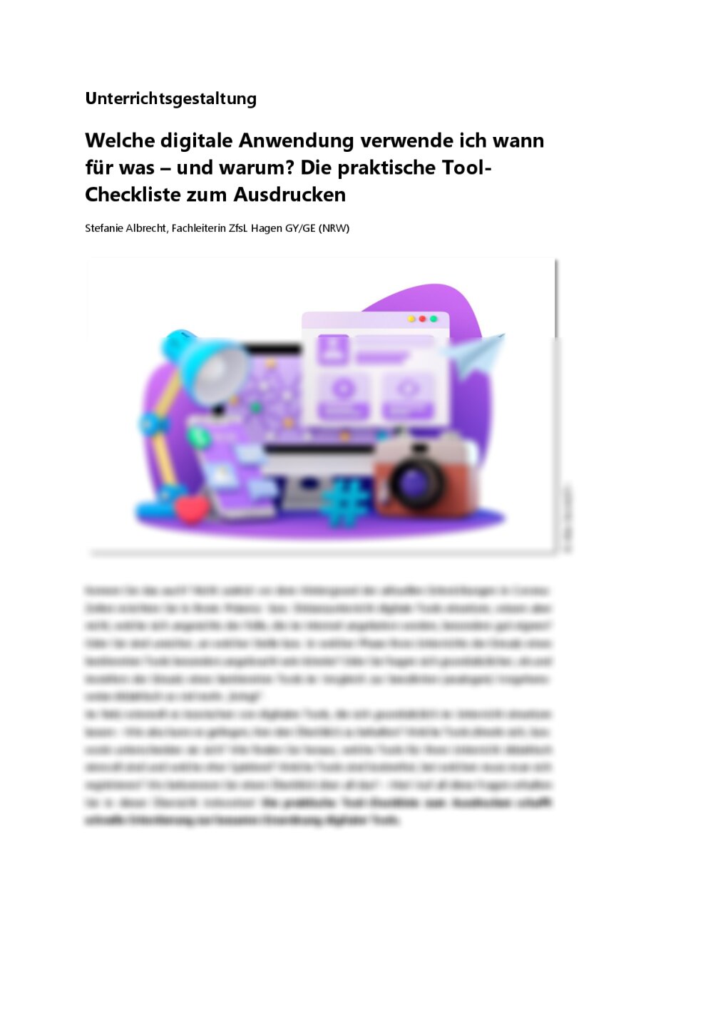 Die Tool-Checkliste: Die richtige digitale Anwendung für jeden didaktischen Zweck - Seite 1