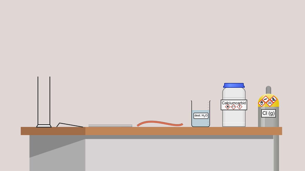 Experimentiervideo: Additionsreaktion von Ethin mit Chlor
