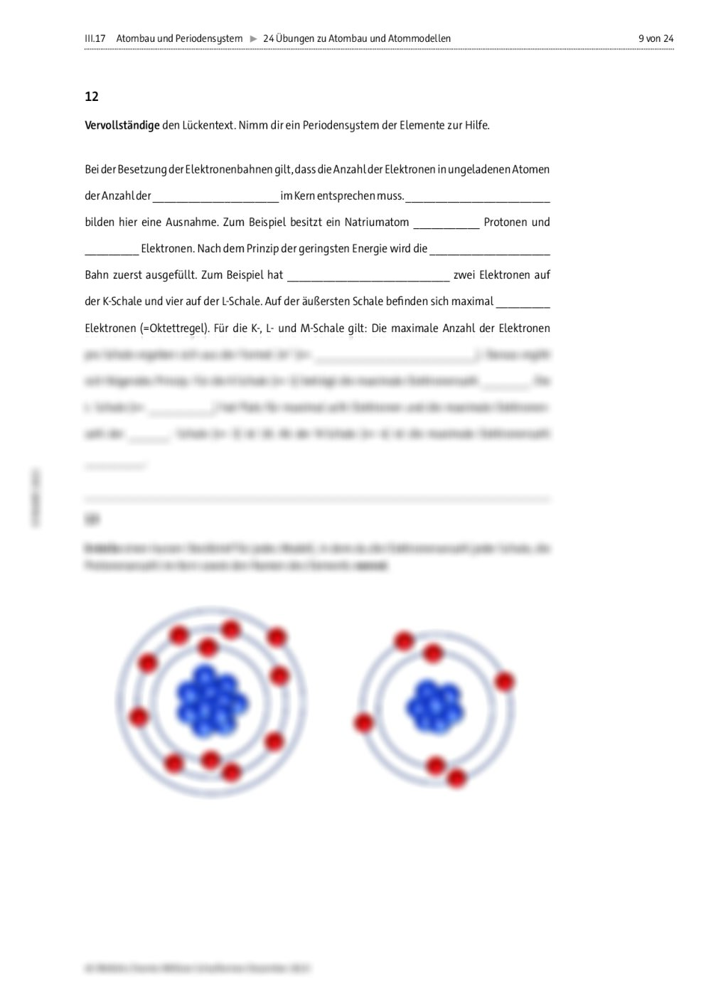 Klassenarbeit Atombau Und Periodensystem Pdf 24 Übungen zu Atombau und Atommodellen | RAAbits Online