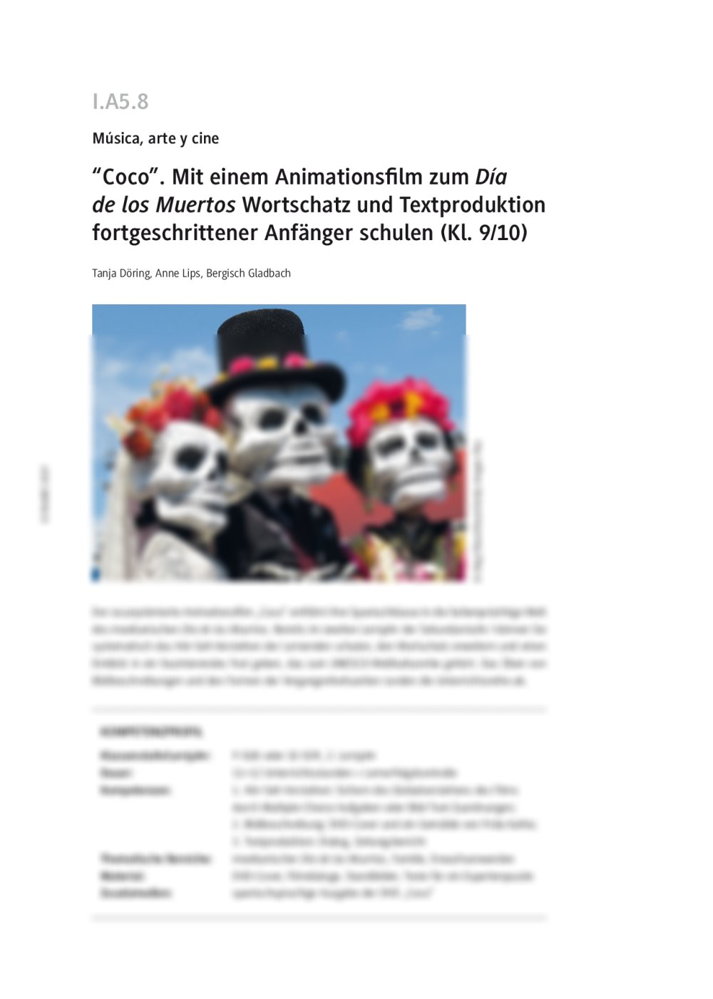Hör-Seh-Verstehen mit dem Animationsfilm "Coco" zum Día de los Muertos - Seite 1