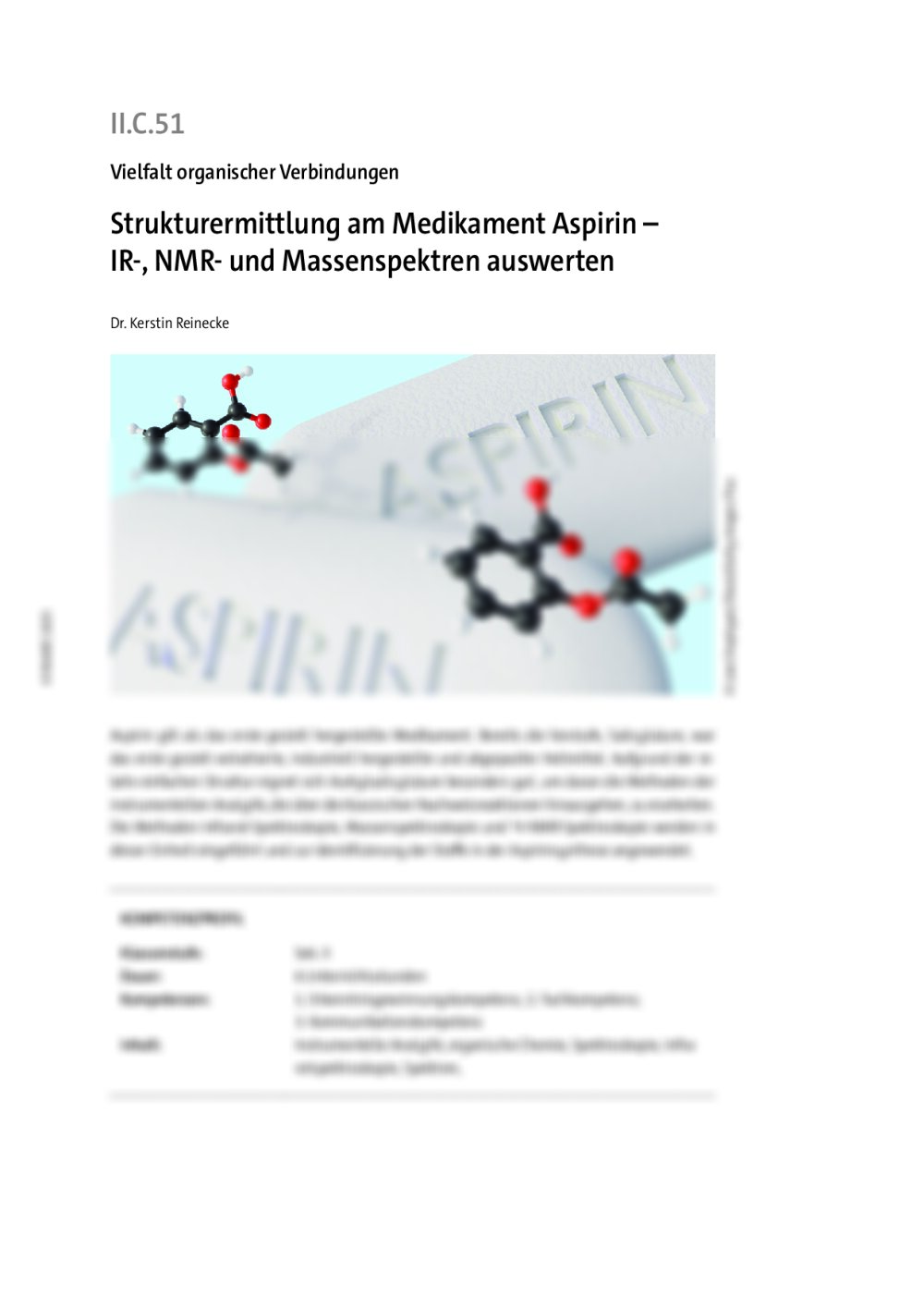 Strukturermittlung am Medikament Aspirin - Seite 1
