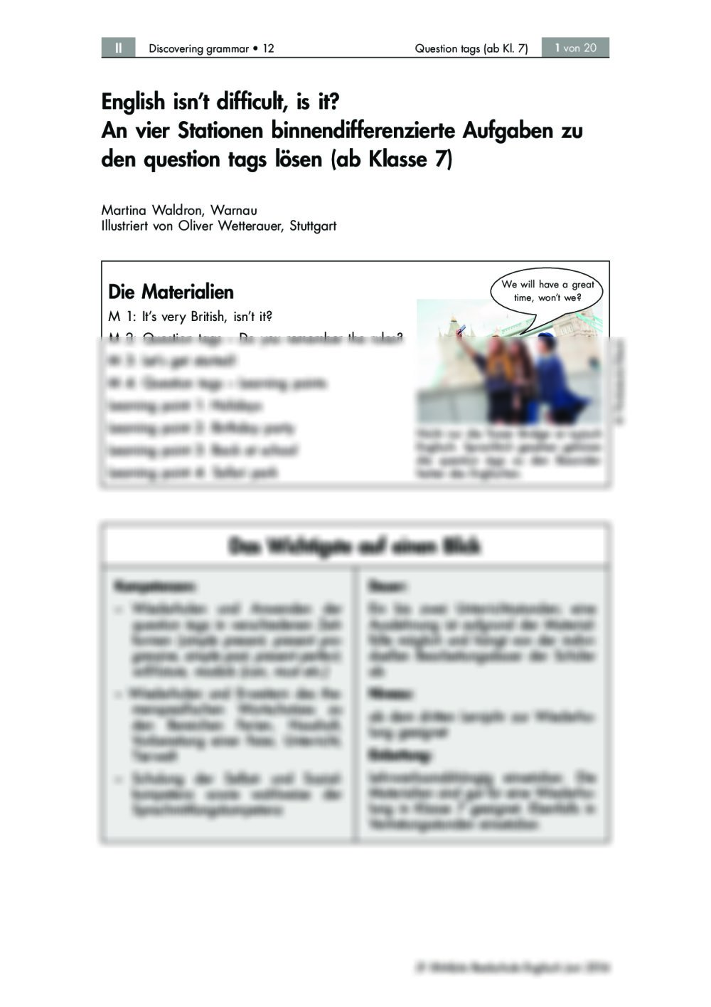 An vier Stationen binnendifferenzierte Aufgaben zu den "question tags" lösen - Seite 1