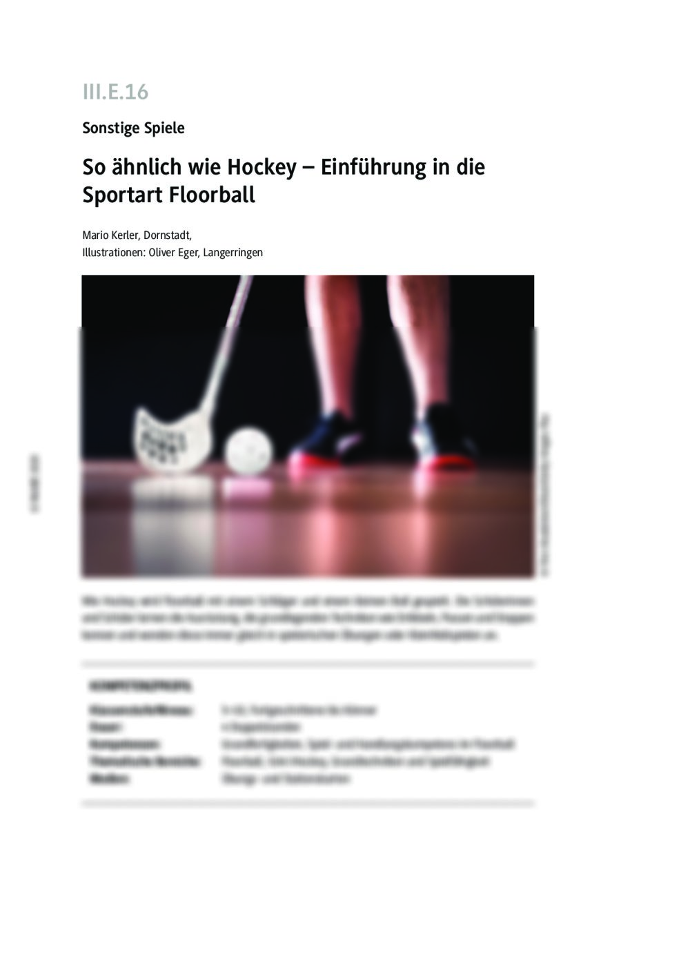 Einführung in die Sportart Floorball - Seite 1