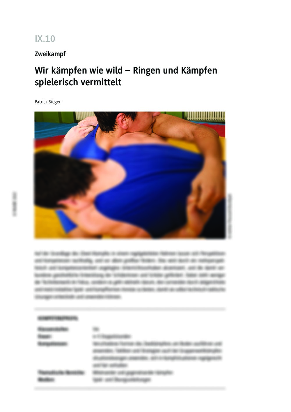 Ringen und Kämpfen spielerisch vermittelt - Seite 1