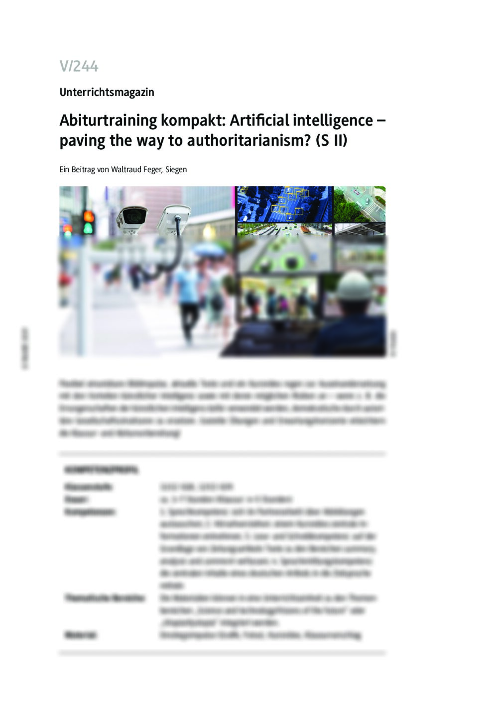Abiturtraining kompakt: Artificial intelligence and authoritarianism - Seite 1