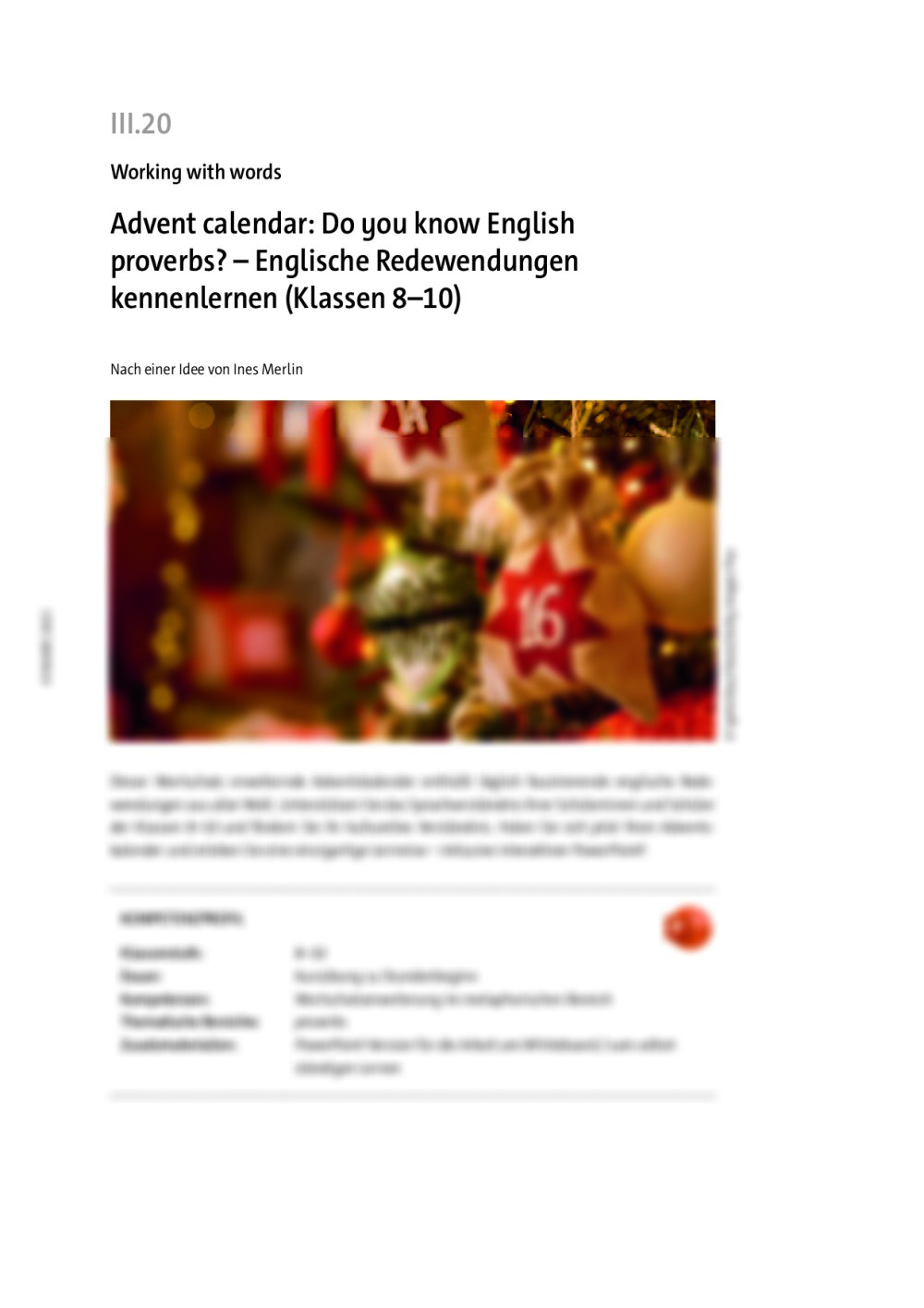 Advent calendar: Do you know English proverbs? - Seite 1