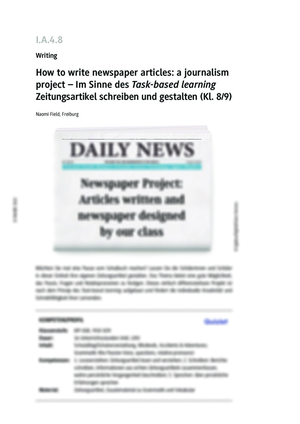 How to write newspaper articles: a journalism project - Seite 1