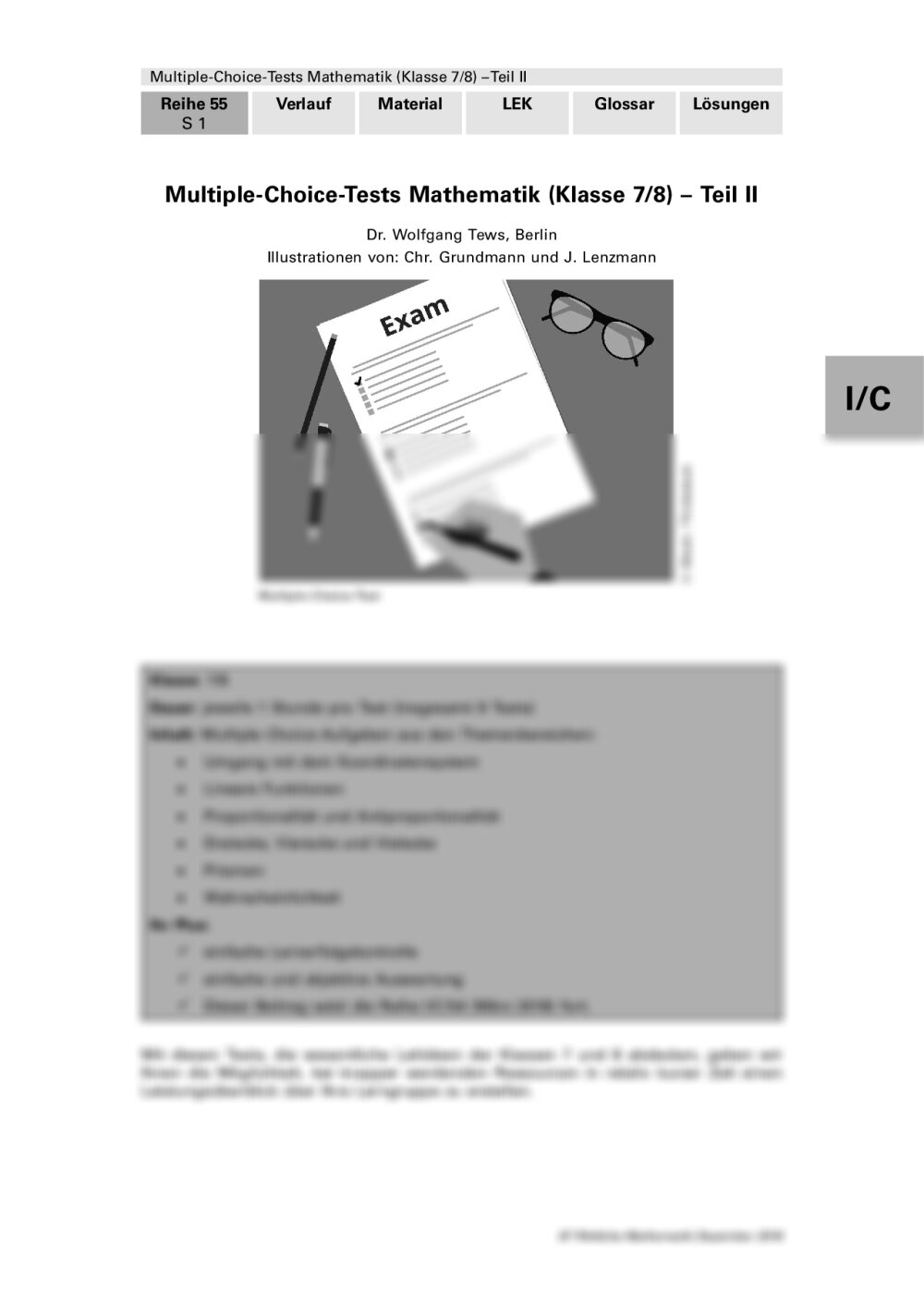 Multiple Choice Tests Mathematik – Teil II - Seite 1