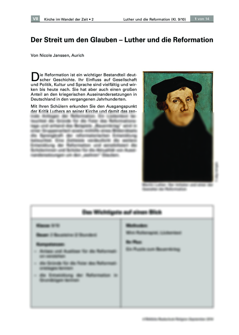 Der Streit um den Glauben – Luther und die Reformation - Seite 1