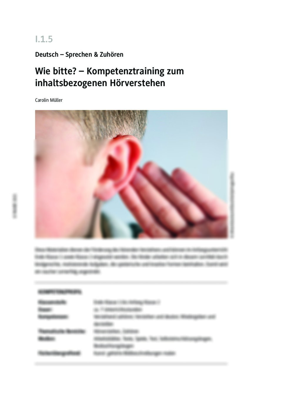 Kompetenztraining zum inhaltsbezogenen Hörverstehen - Seite 1