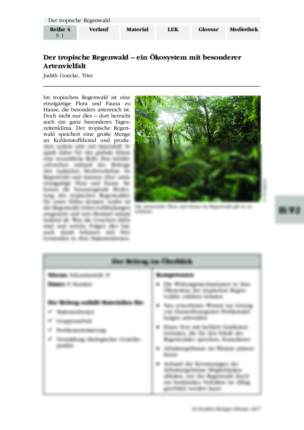 Der tropische Regenwald – ein Ökosystem mit besonderer Artenvielfalt - Seite 1