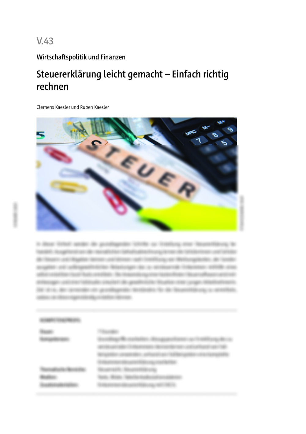Steuererklärung leicht gemacht  - Seite 1