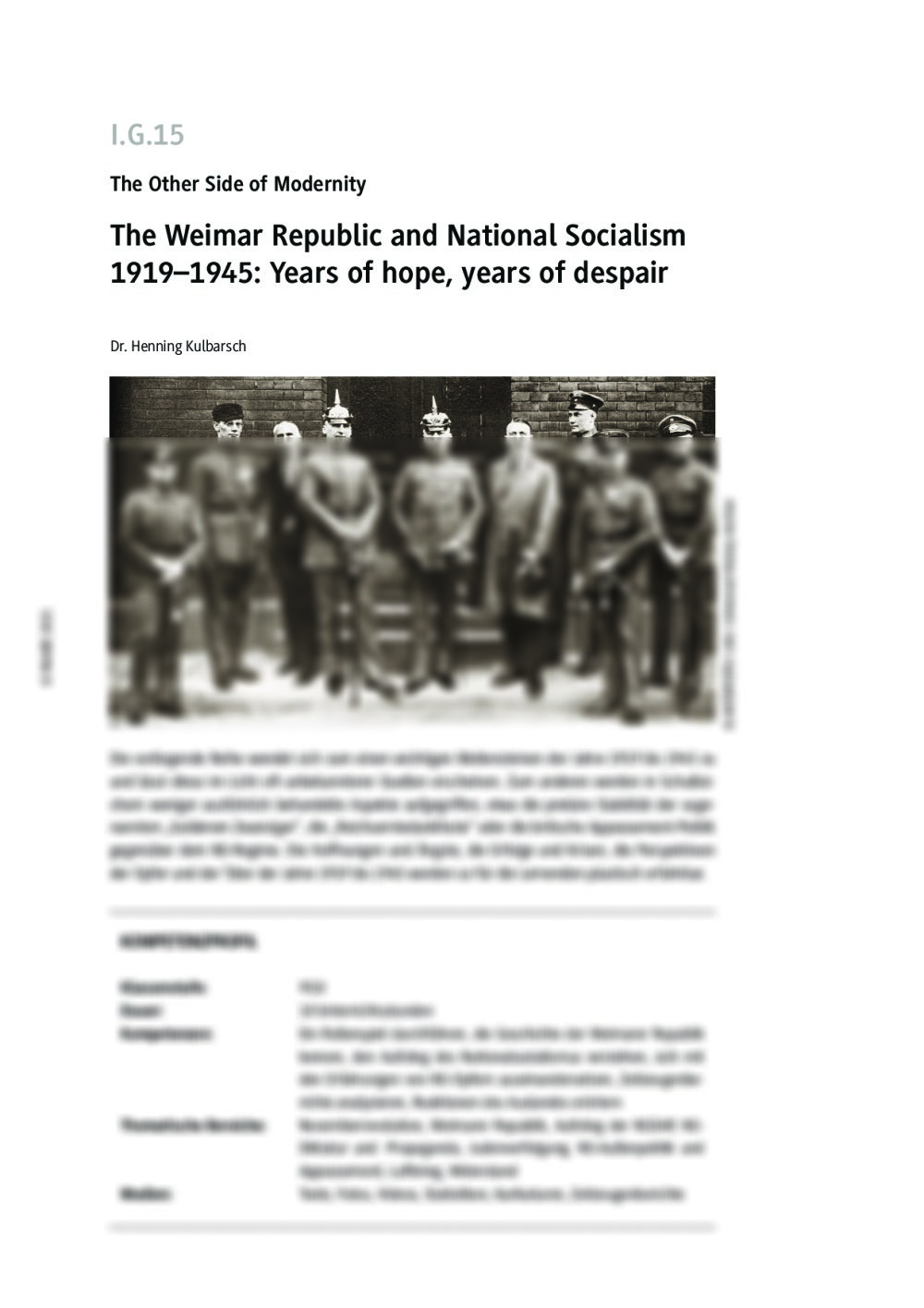 The Weimar Republic and National Socialism 1919 to 1945 - Seite 1