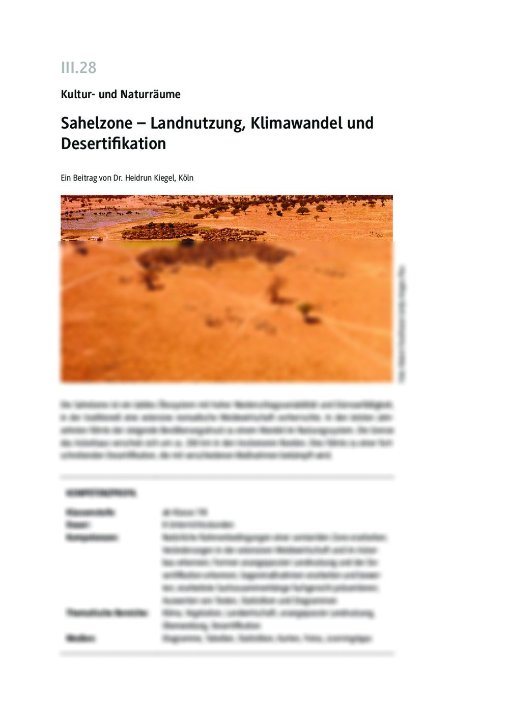 Sahelzone – Landnutzung, Klimawandel und Desertifikation - Seite 1