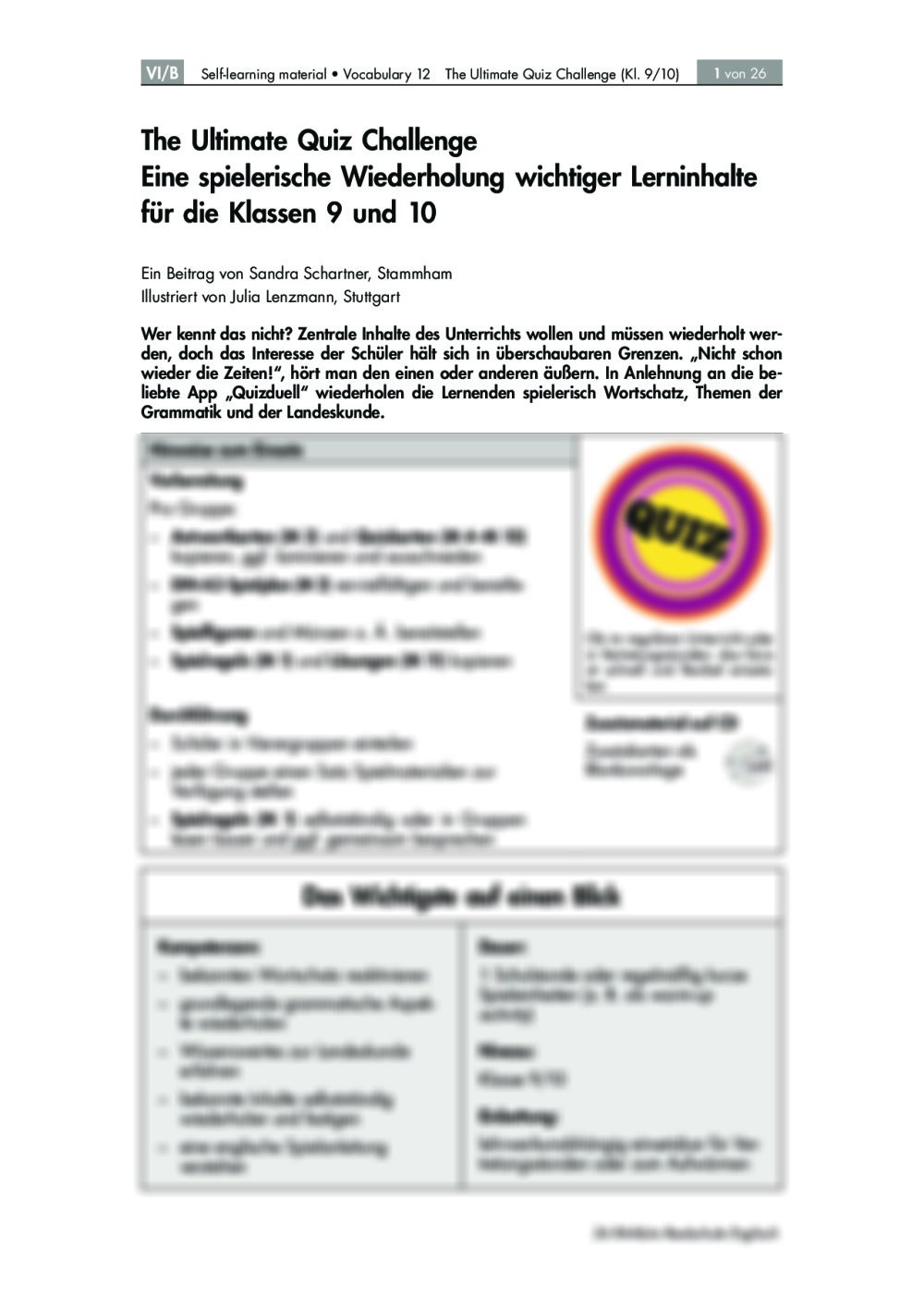 Eine spielerische Wiederholung wichtiger Lerninhalte für die Klassen 9 und 10 - Seite 1