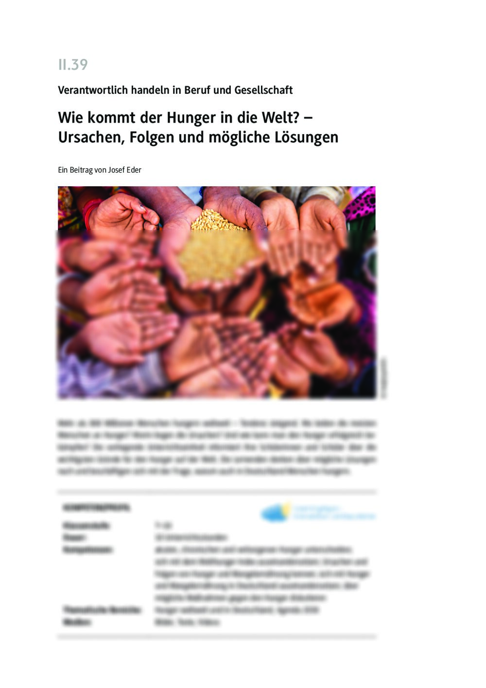 Wie kommt der Hunger in die Welt?  - Seite 1