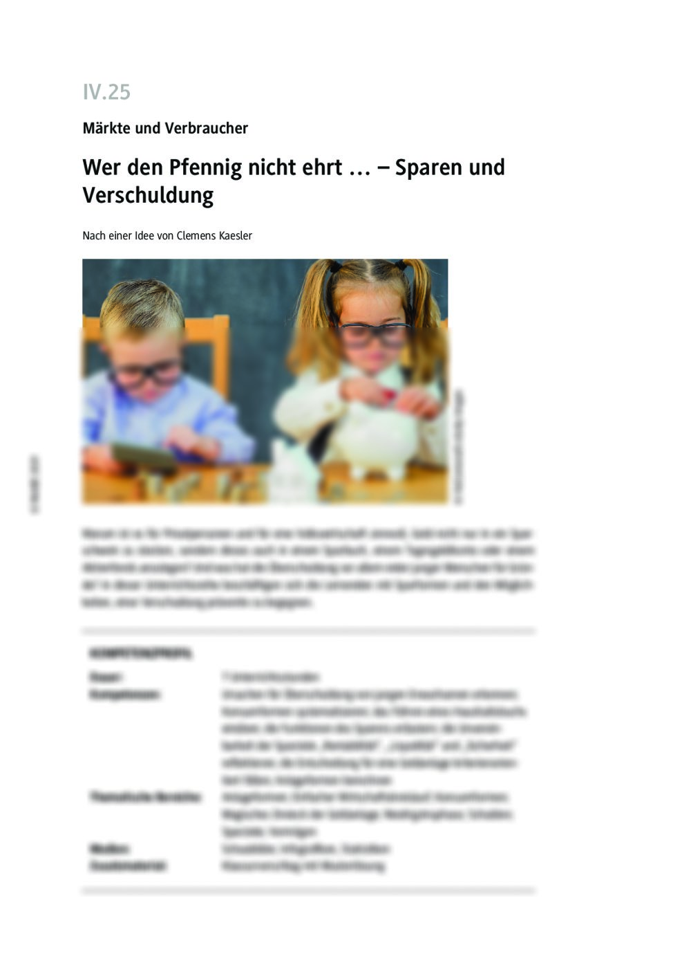 Den Umgang mit den eigenen Finanzen lernen - Seite 1