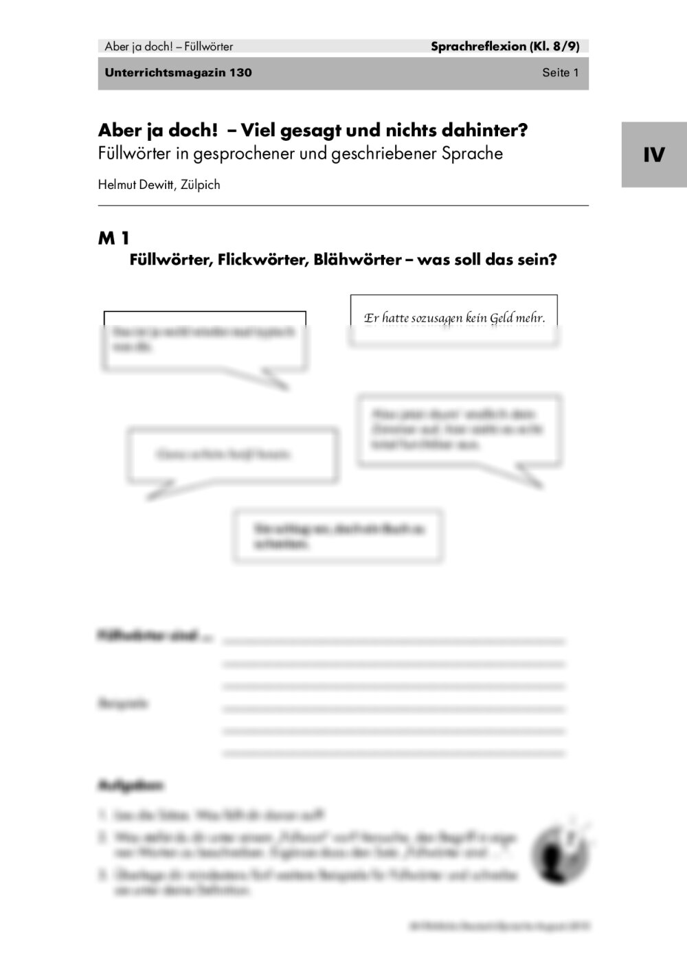 Füllwörter in gesprochener und geschriebener Sprache - Seite 1