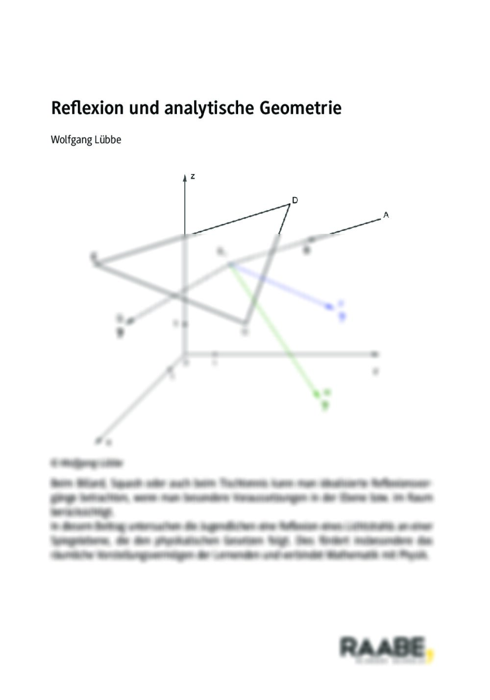 Reflexion und analytische Geometrie - Seite 1