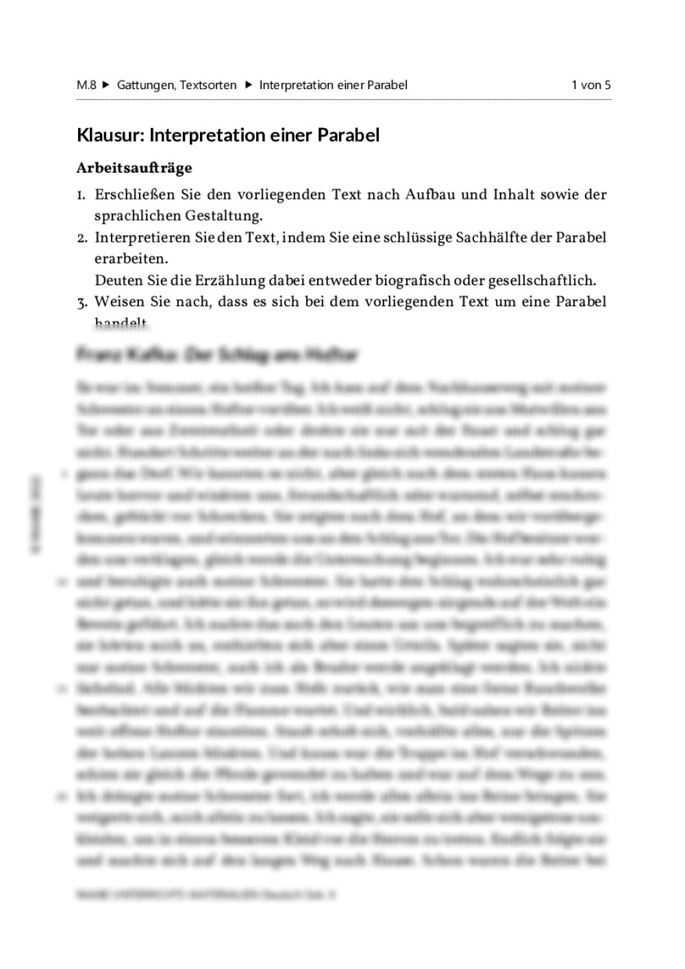 Parabel Vom Modernen Menschen Interpretation Klausur – Interpretation einer Parabel | RAAbits Online