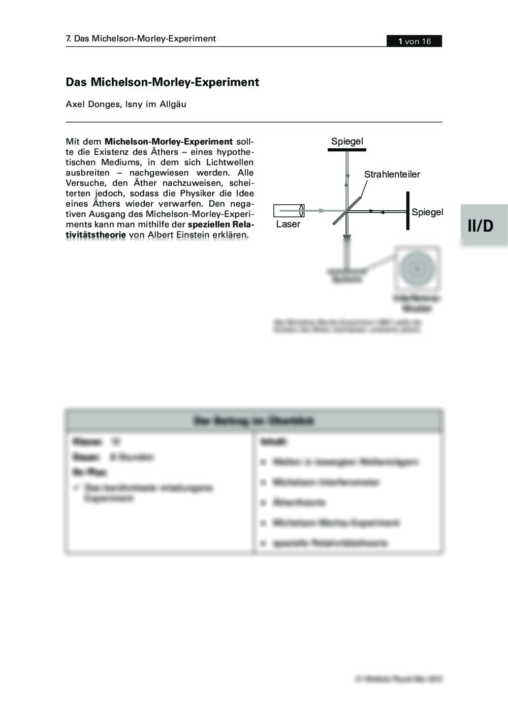 Das Michelson-Morley-Experiment - Seite 1