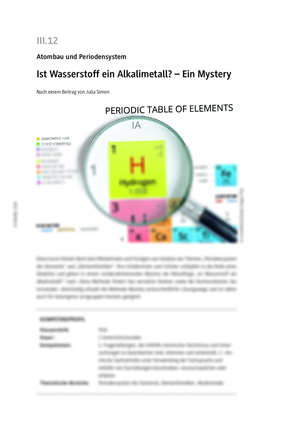 Ist Wasserstoff ein Alkalimetall? - Seite 1