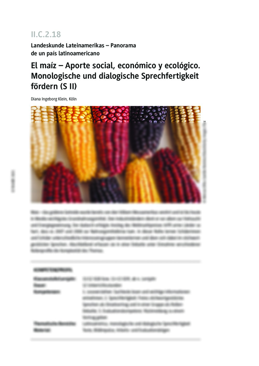 El maíz - Aporte social, económico y ecológico - Seite 1