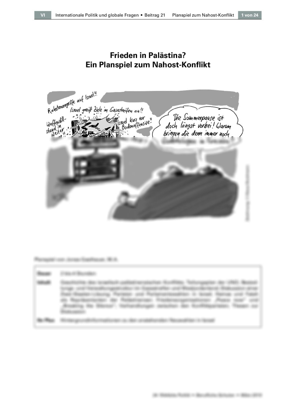 Ein Planspiel zum Nahost-Konflikt - Seite 1