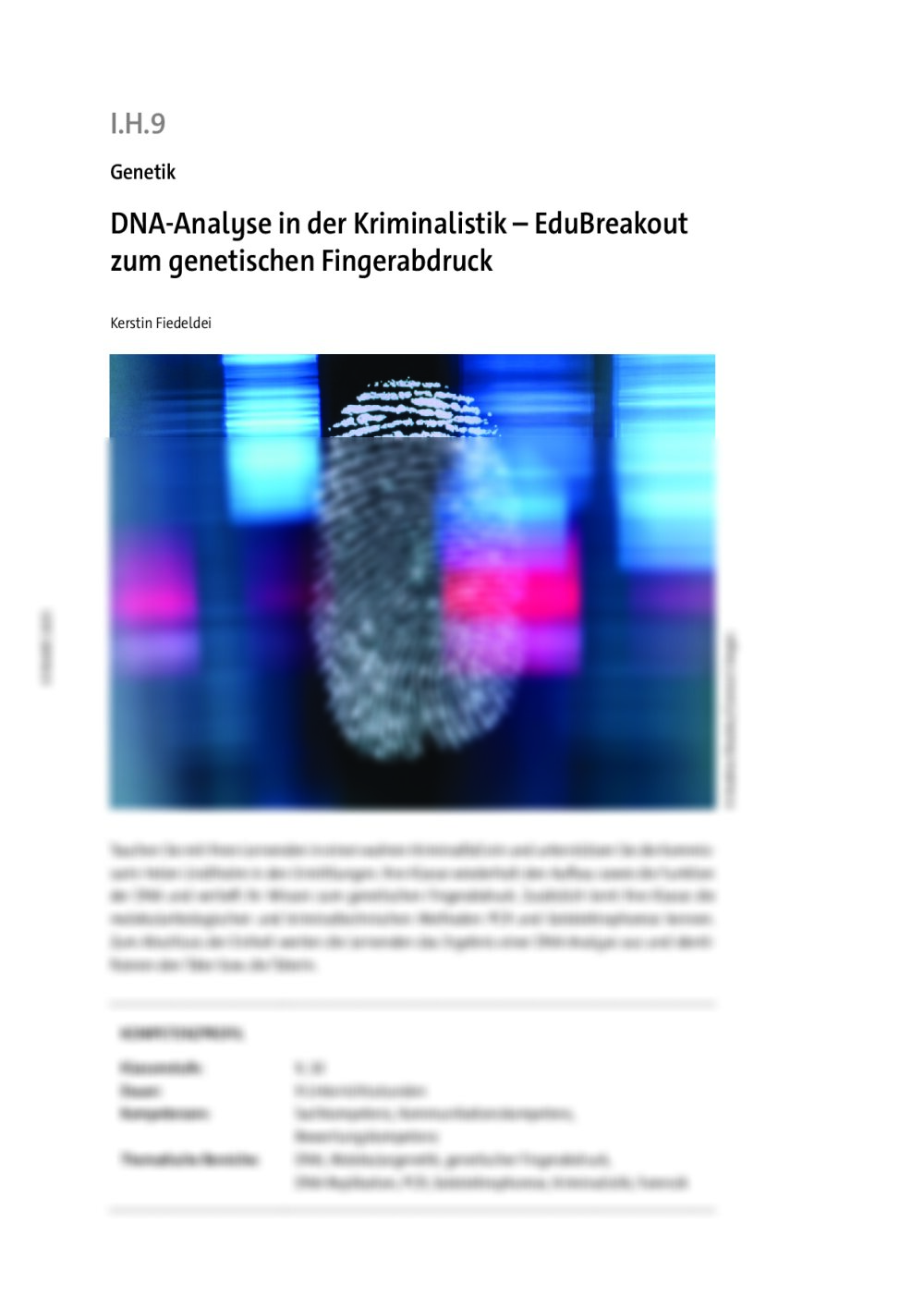 DNA-Analyse in der Kriminalistik - Seite 1