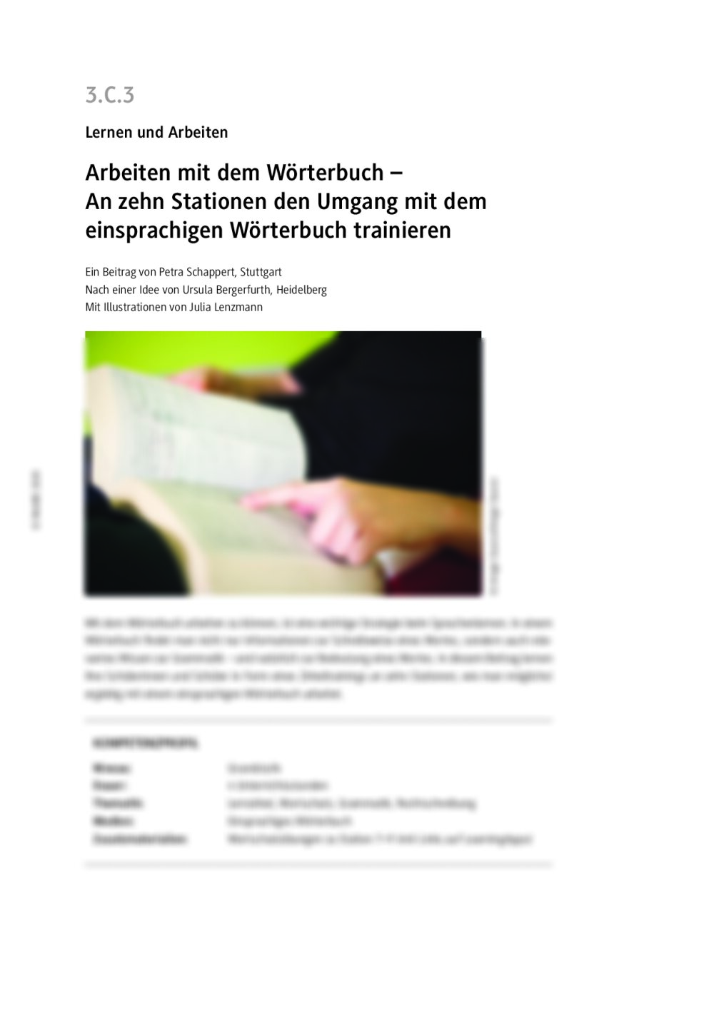 Arbeiten mit dem Wörterbuch - Seite 1