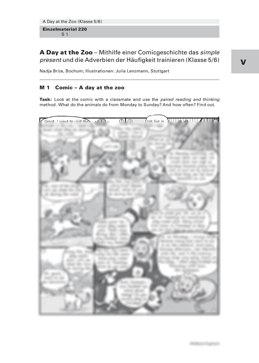 Mithilfe einer Comicgeschichte das simple present und die Adverbien der Häufigkeit trainieren - Seite 1