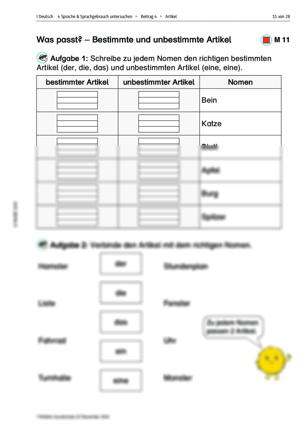 Bestimmte Und Unbestimmte Artikel übungen Pdf Bestimmte und unbestimmte Artikel entdecken | RAAbits Online