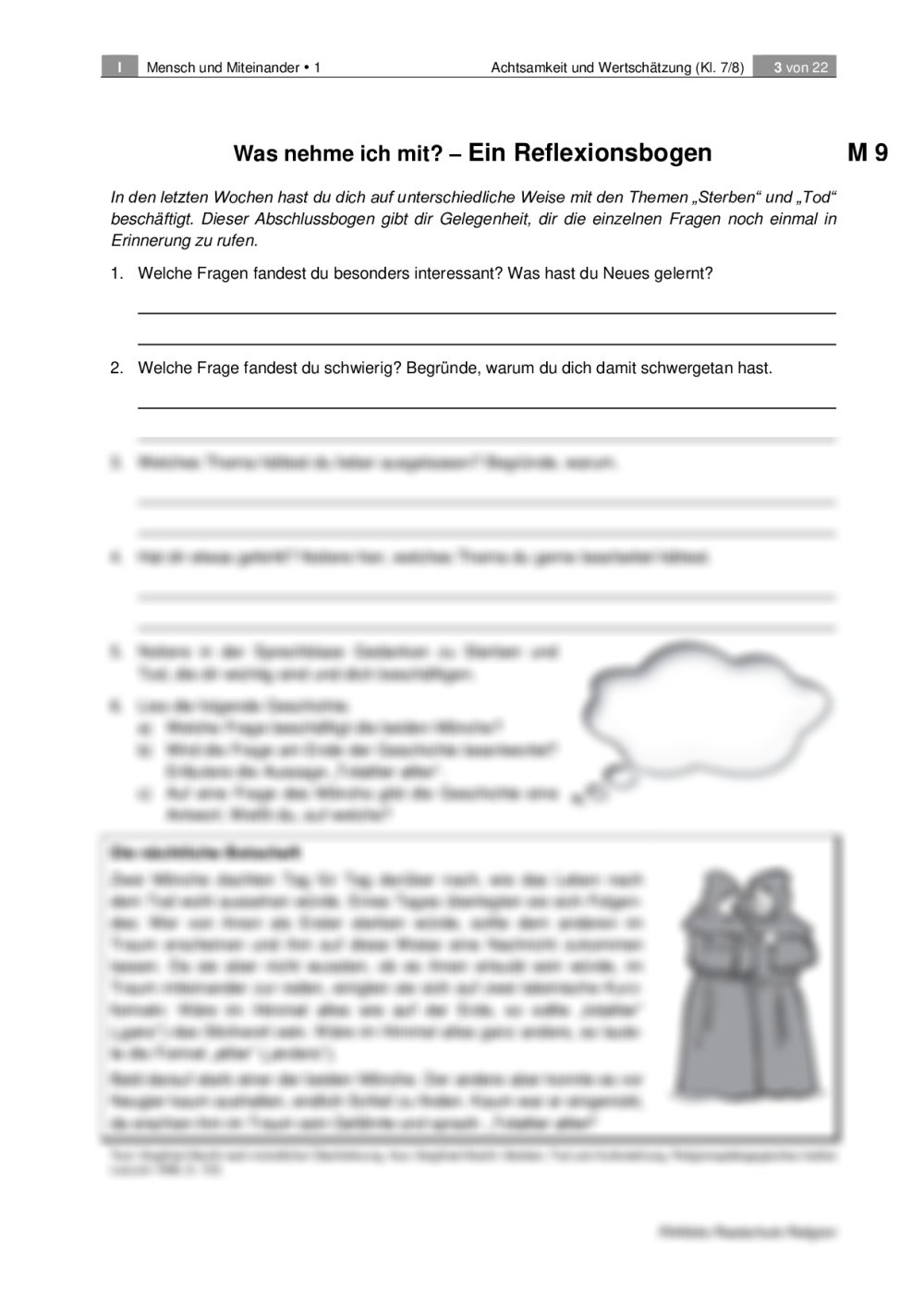 Tod Und Sterben Unterrichtsmaterial Pdf Über Sterben und Tod sprechen | RAAbits Online