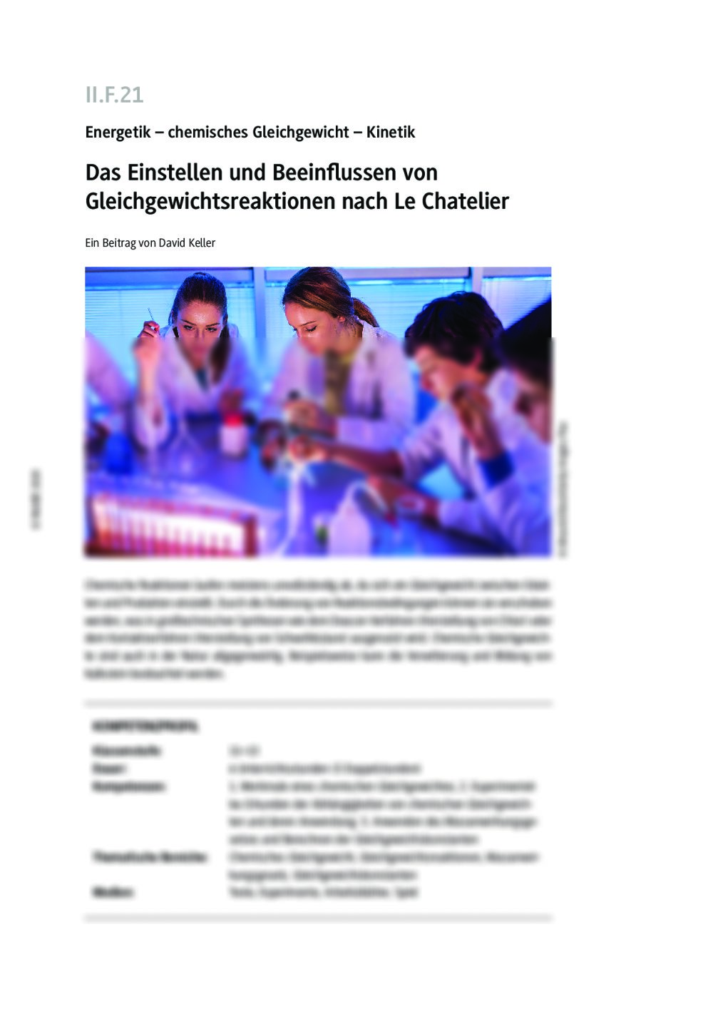 Gleichgewichtsreaktionen nach Le Chatelier - Seite 1