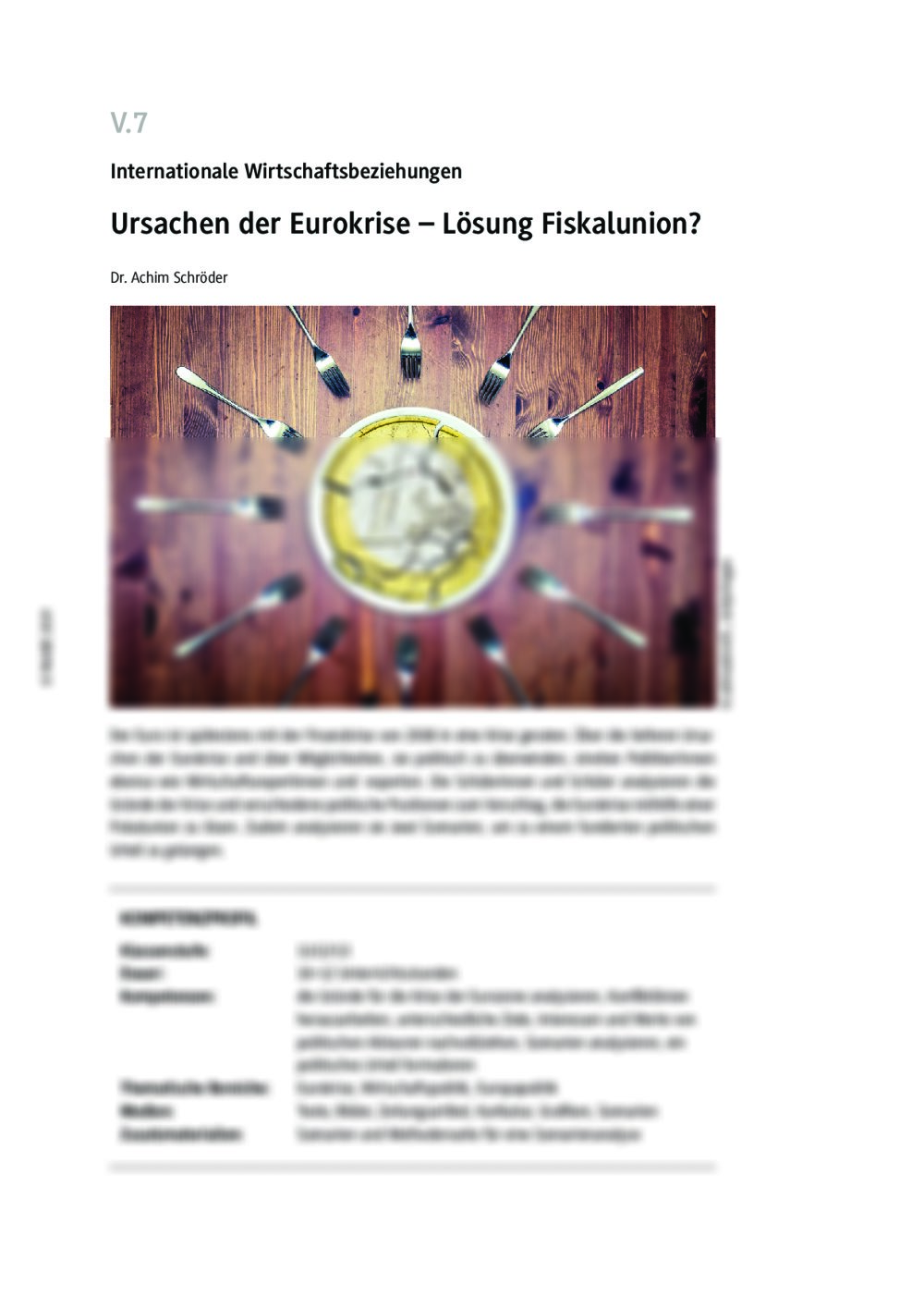 Ursachen der Eurokrise und die Fiskalunion - Seite 1