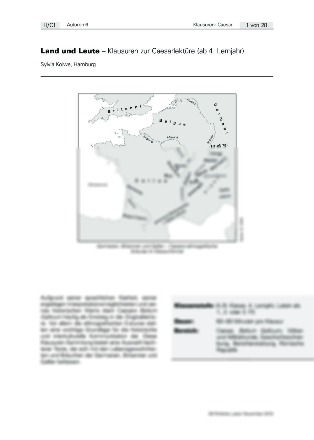 Klausuren zur Caesarlektüre - Seite 1