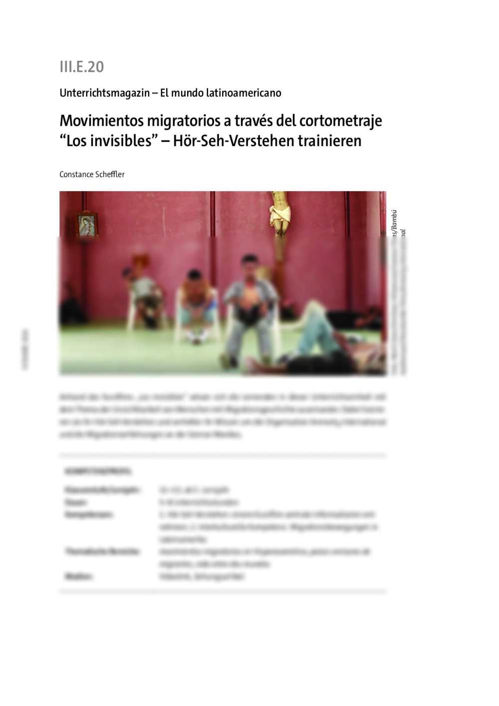 Movimientos migratorios a través del cortometraje “Los invisibles” - Seite 1