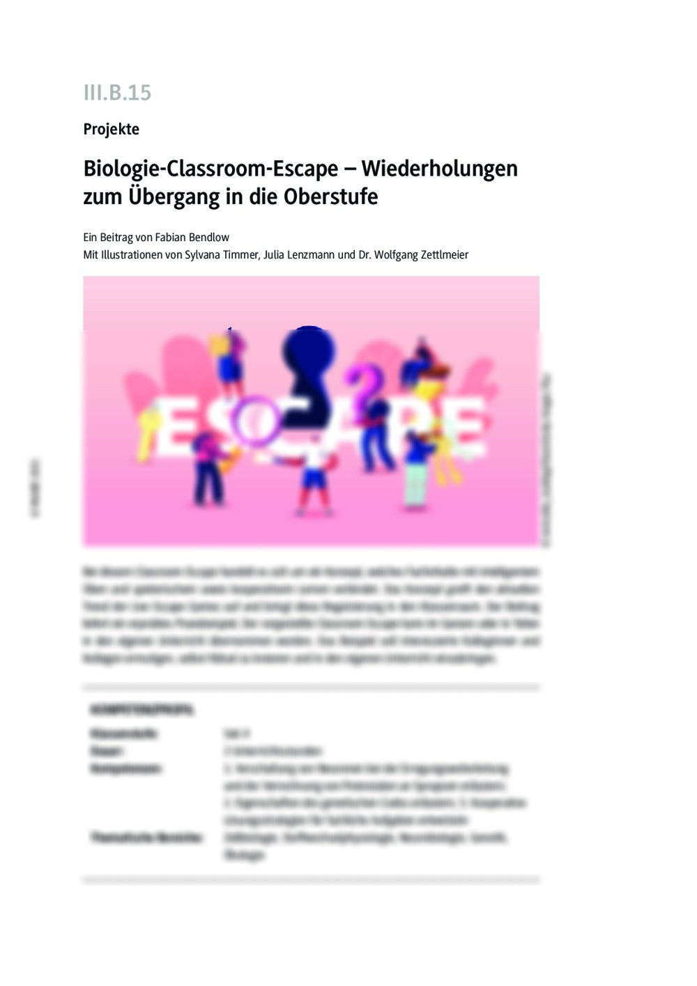Biologie-Classroom-Escape - Seite 1