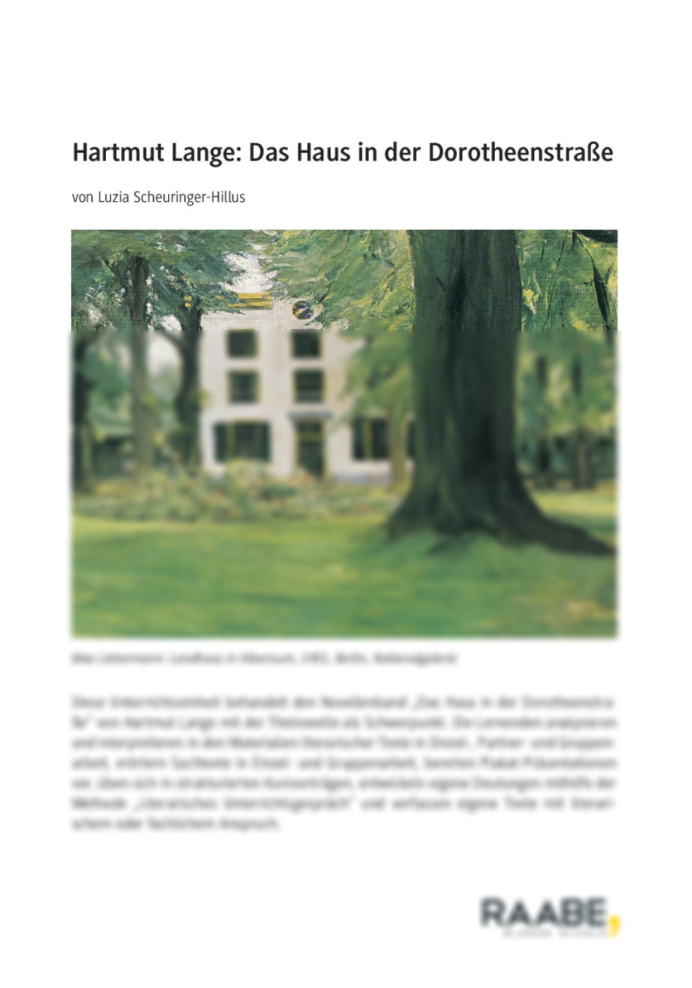 Hartmut Lange: Das Haus in der Dorotheenstraße - Seite 1