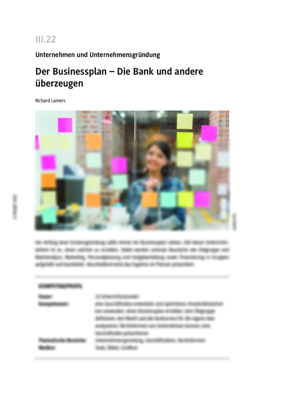 Der Businessplan - Seite 1