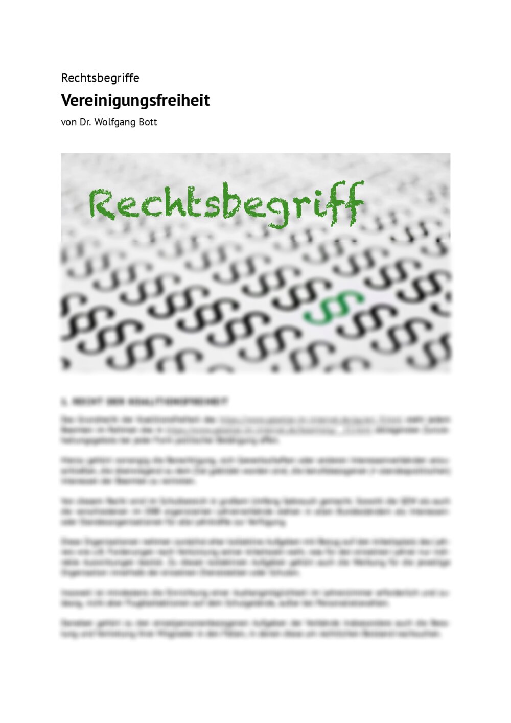 Rechtsbegriff: Vereinigungsfreiheit - Seite 1