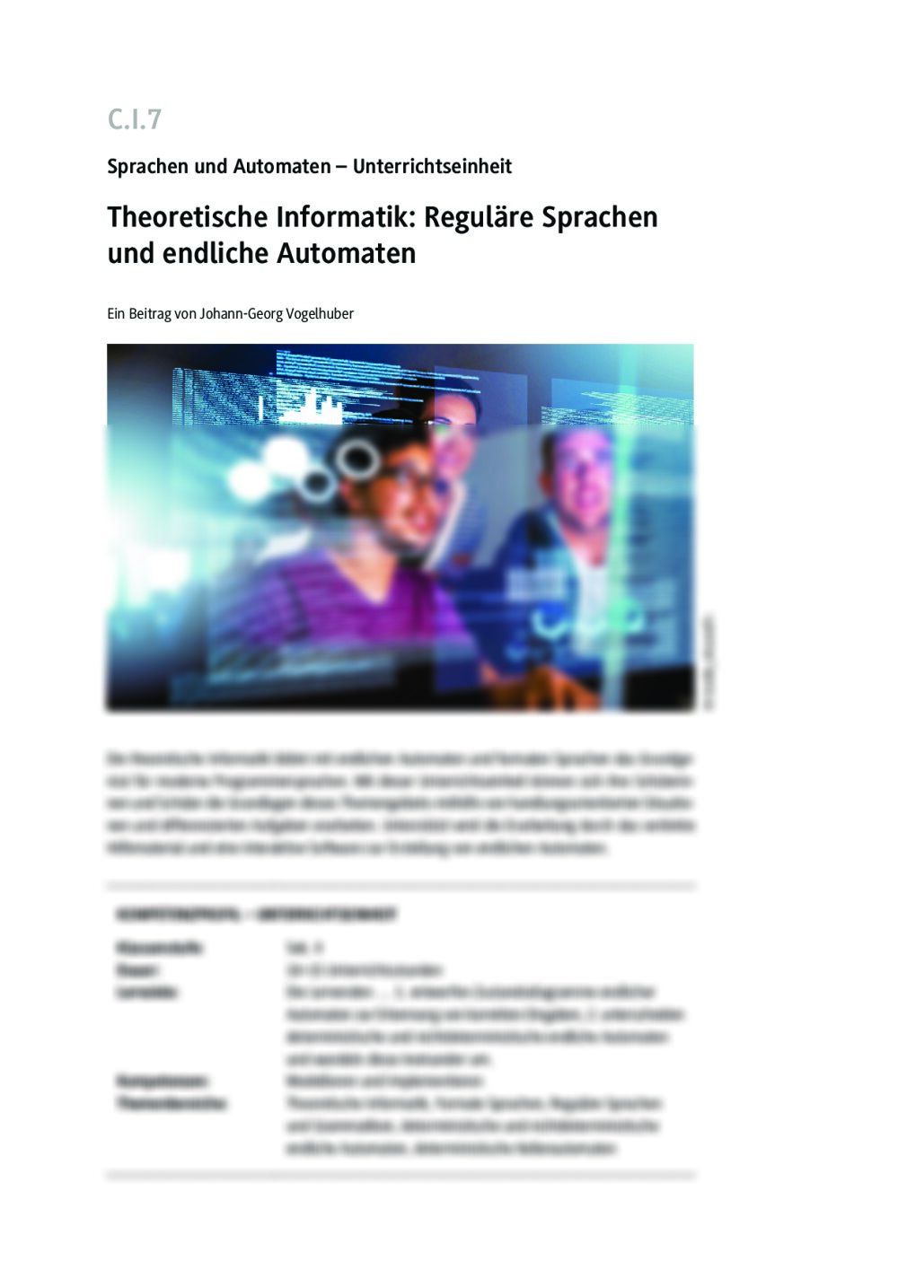 Theoretische Informatik: Reguläre Sprachen und endliche Automaten - Seite 1