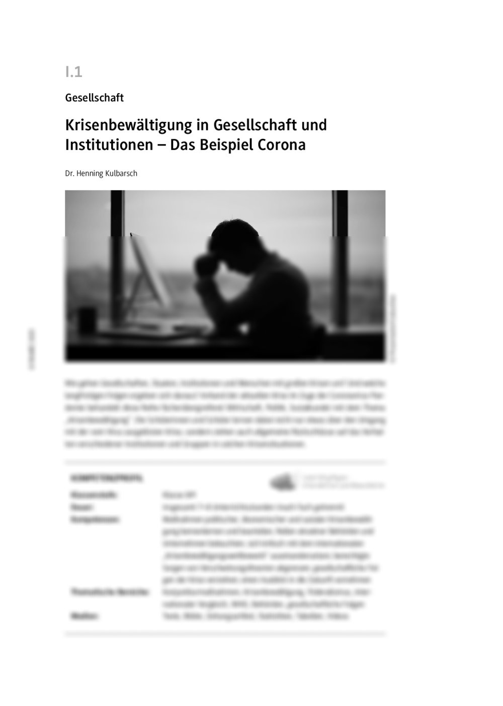 Krisenbewältigung in Gesellschaft und Institutionen - Seite 1