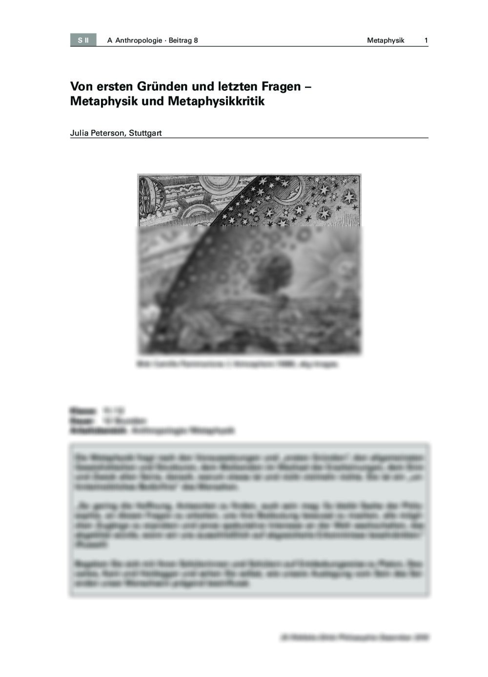 Metaphysik und Metaphysikkritik - Seite 1